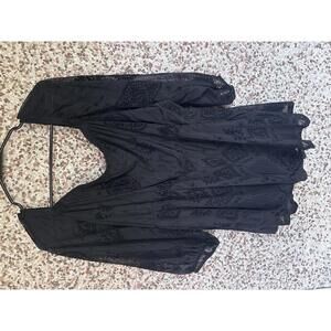 Torrid Flocked Mesh Square Neck Puff Sleeve Peasant Top - Size 2